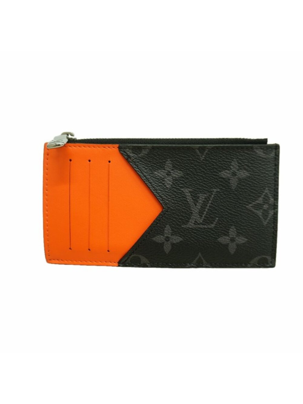 Louis Vuitton Monogram Eclipse Coin Card Holder Black Sunrise Orange